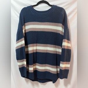 SO Striped Navy, Pink and Cream Sweater. XXL